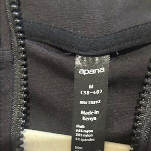 Apana Midnight Black Zip-Up Jacket size m